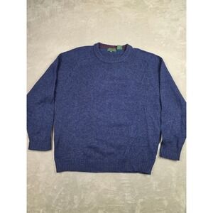 Vintage Hamilton Collection Sweater Mens XL Blue 100% Shetland Wool Crewneck